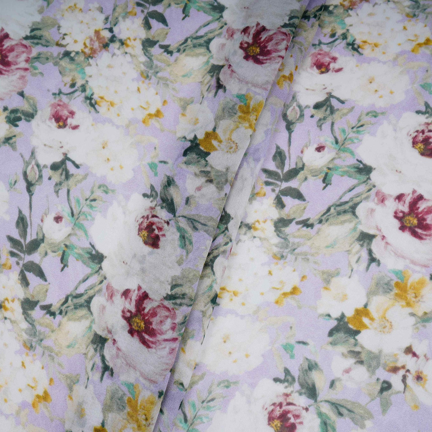 Lilac floral print Georgette Fabric GTS-31135