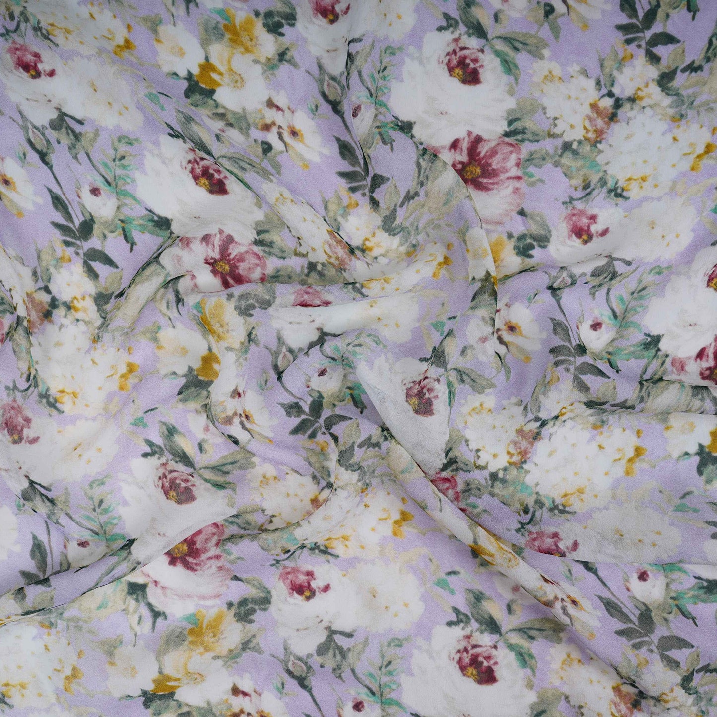 Lilac floral print Georgette Fabric GTS-31135