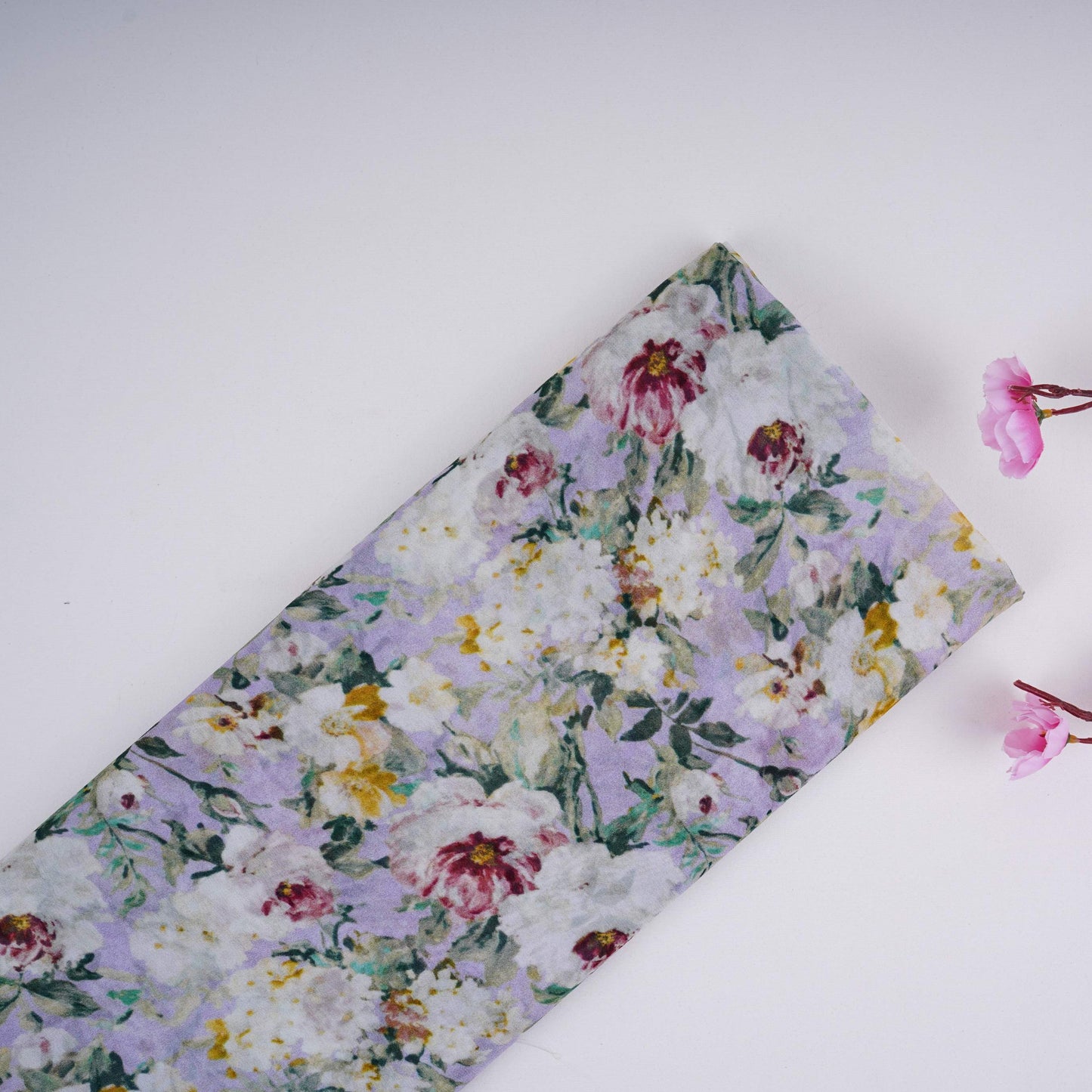 Lilac floral print Georgette Fabric GTS-31135