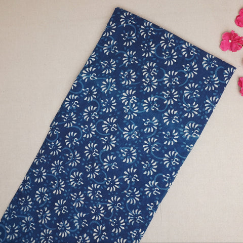 Indigo with White Dabu Print Cotton Fabric DH-29451