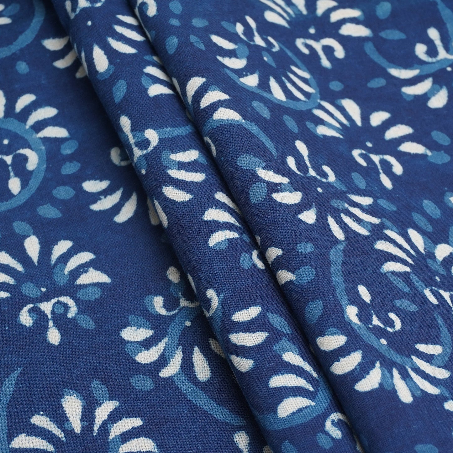 Indigo with White Dabu Print Cotton Fabric DH-29451