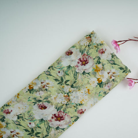 Pista Green floral print Georgette Fabric GTS-31134