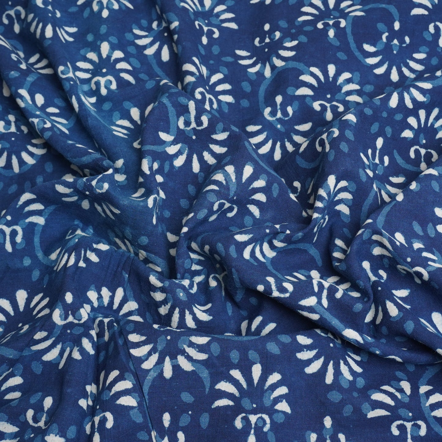Indigo with White Dabu Print Cotton Fabric DH-29451
