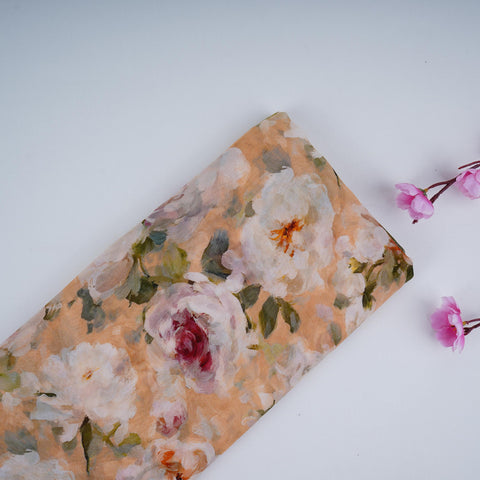 Beige floral print Georgette Fabric GTS-31136