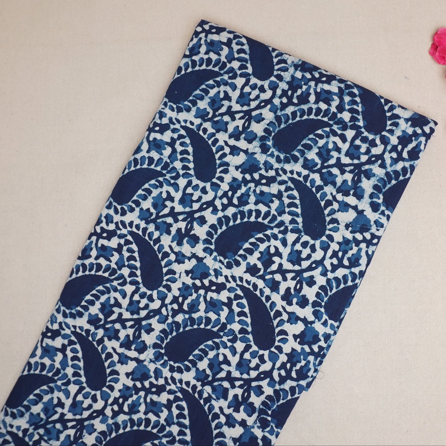 Indigo with White Dabu Print Cotton Fabric DH-29455