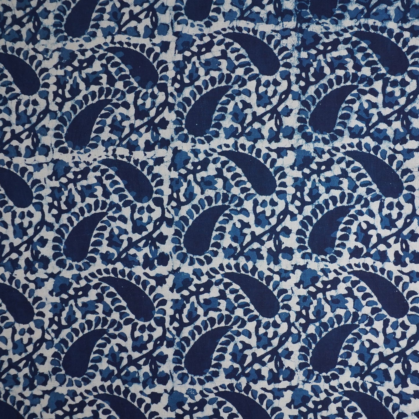 Indigo with White Dabu Print Cotton Fabric DH-29455