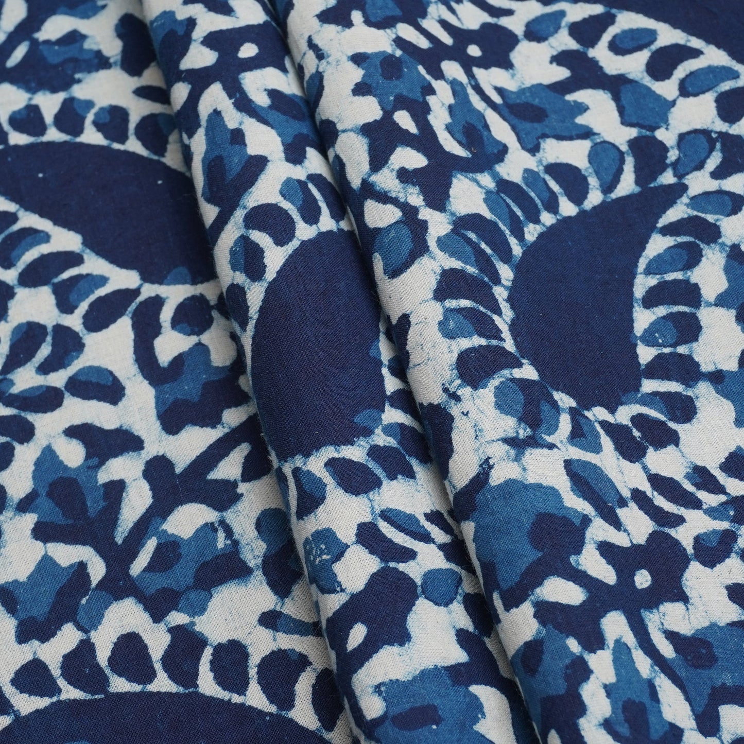 Indigo with White Dabu Print Cotton Fabric DH-29455
