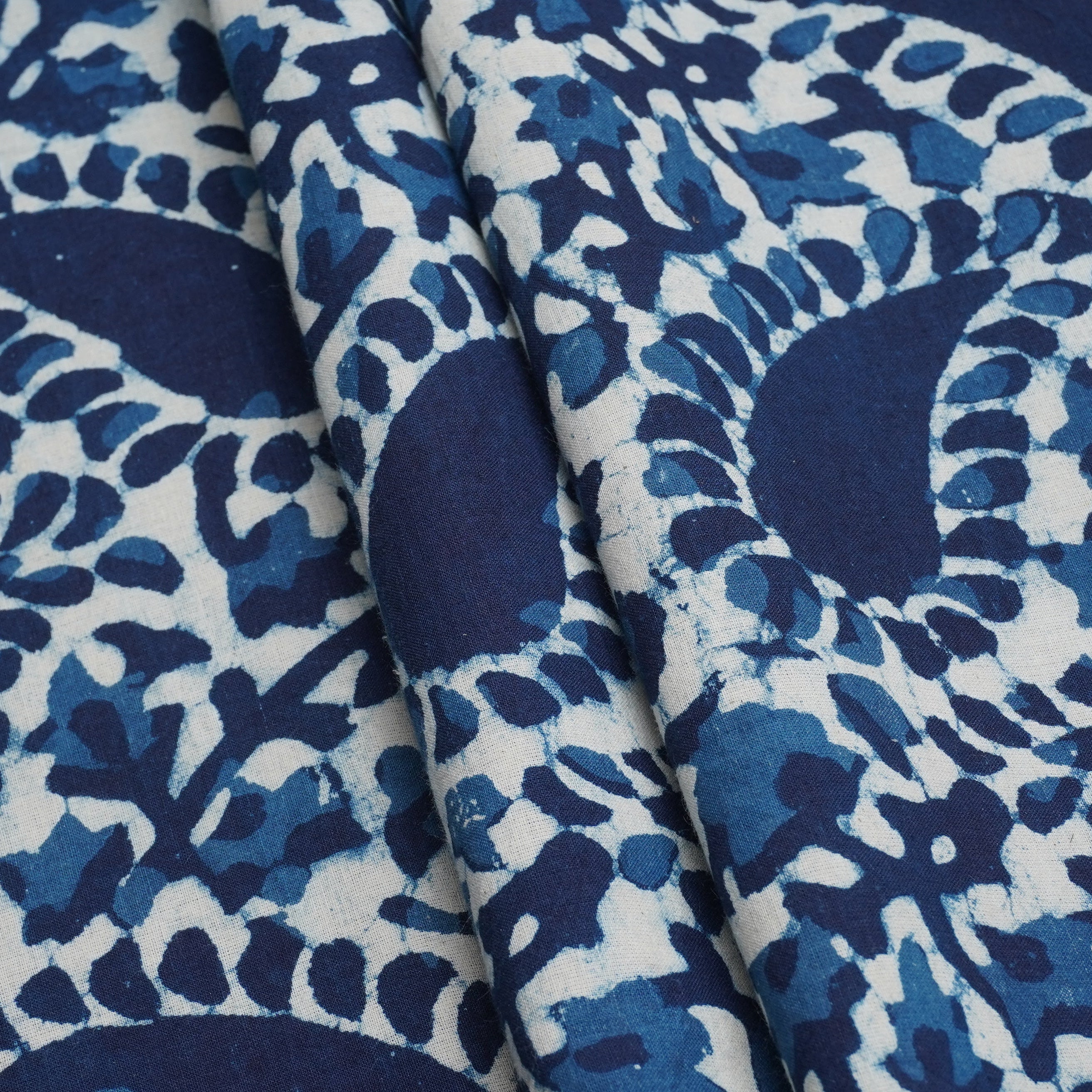 Indigo with White Dabu Print Cotton Fabric DH-29455 - TradeUNO