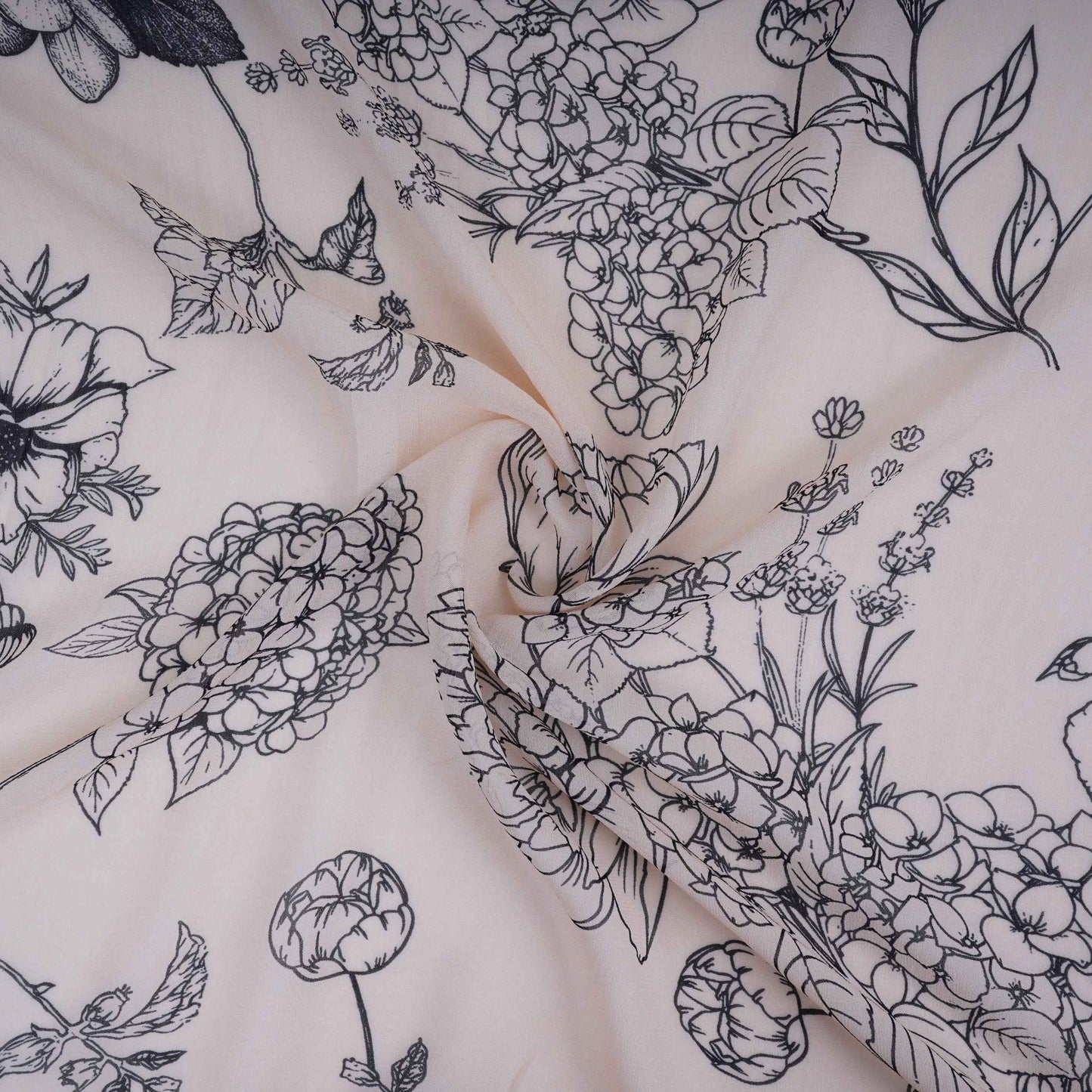 Cream floral print Pure Georgette Fabric MTFG-31053