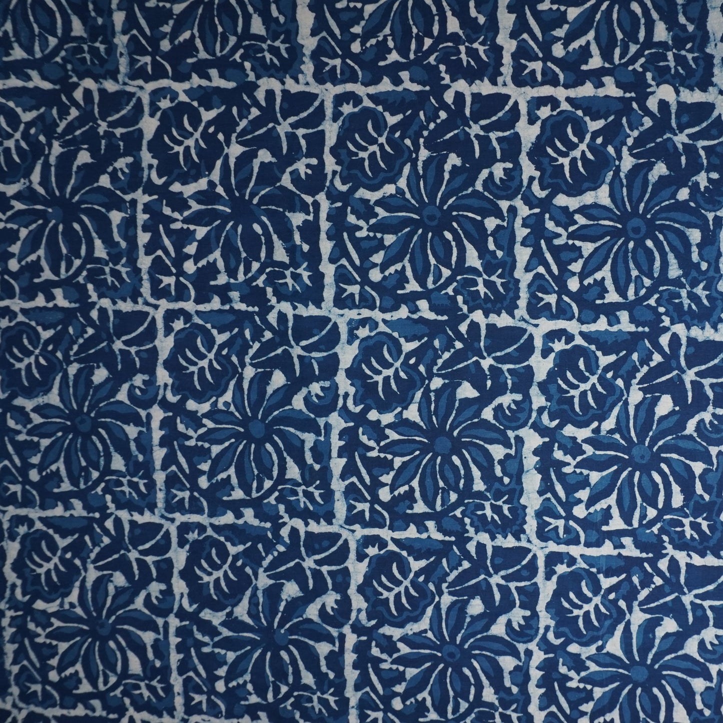 Indigo with White Dabu Print Cotton Fabric DH-29447