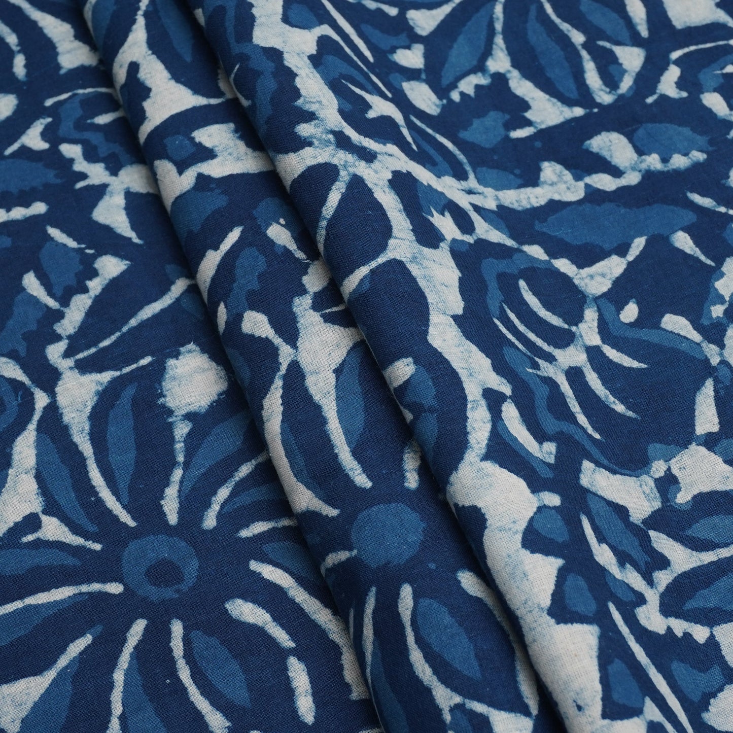Indigo with White Dabu Print Cotton Fabric DH-29447