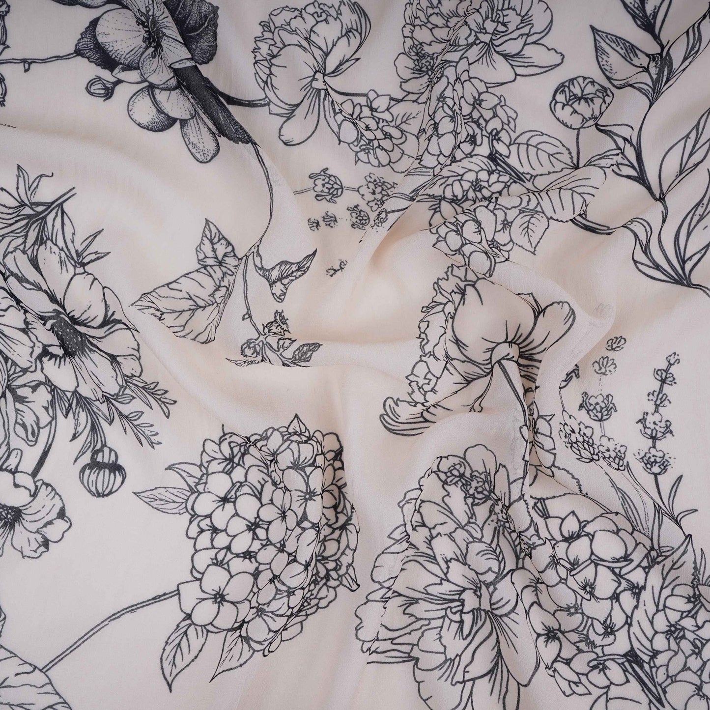 Cream floral print Pure Georgette Fabric MTFG-31053
