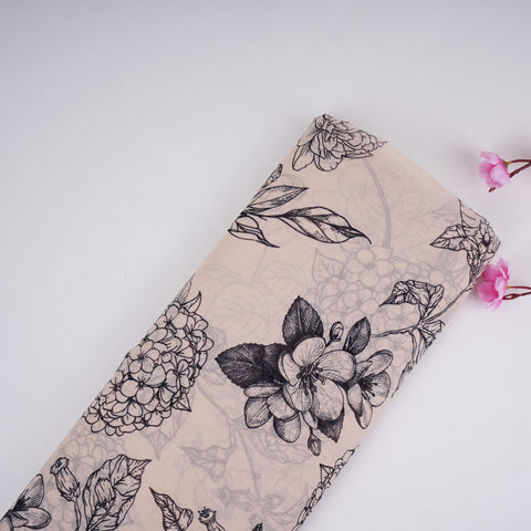 Cream floral print Pure Georgette Fabric MTFG-31053