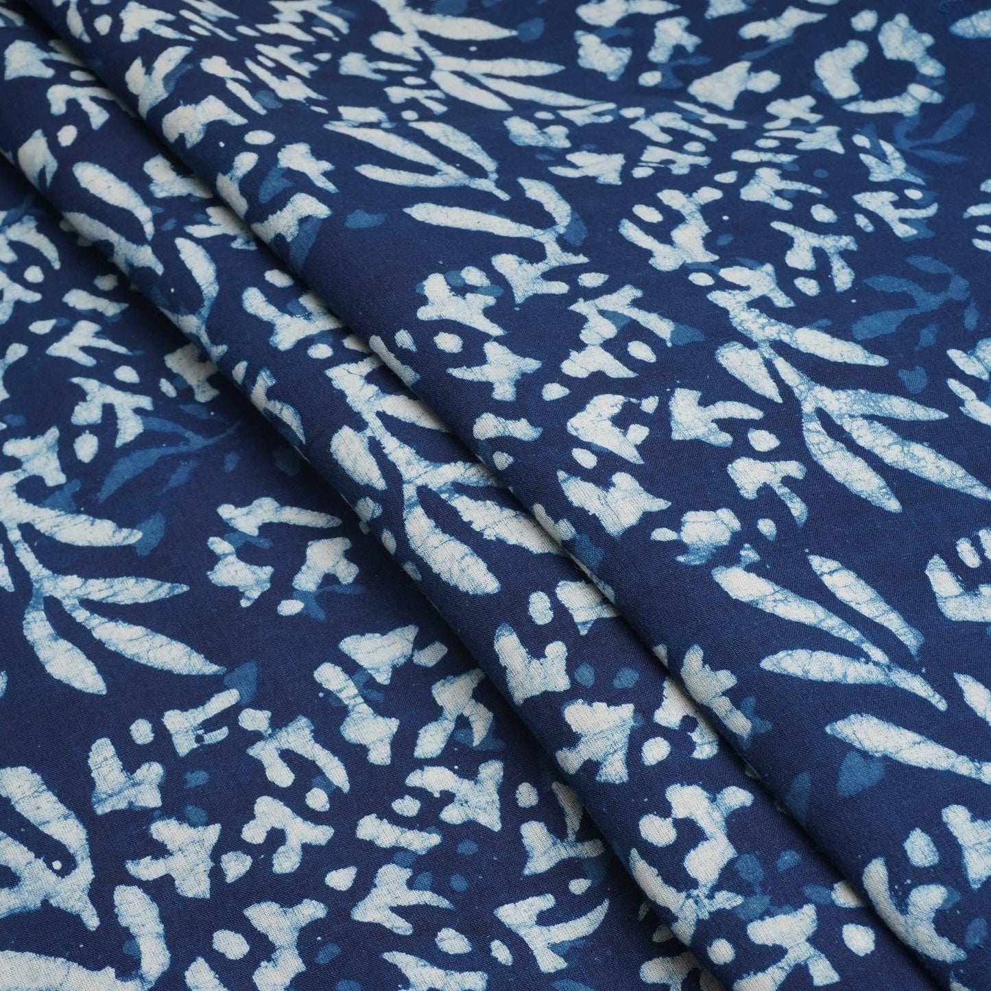 Indigo with White Dabu Print Cotton Fabric DH-29457