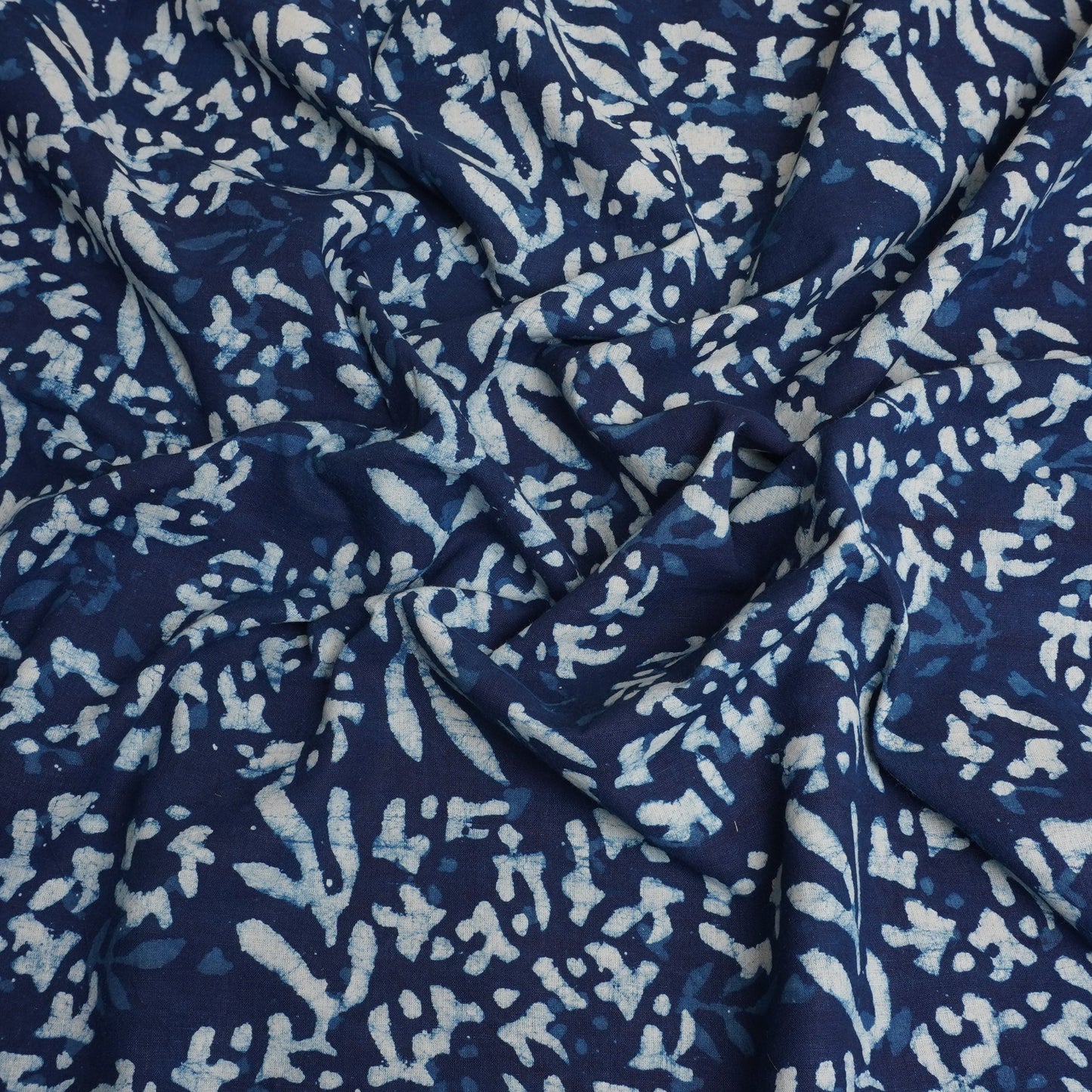 Indigo with White Dabu Print Cotton Fabric DH-29457