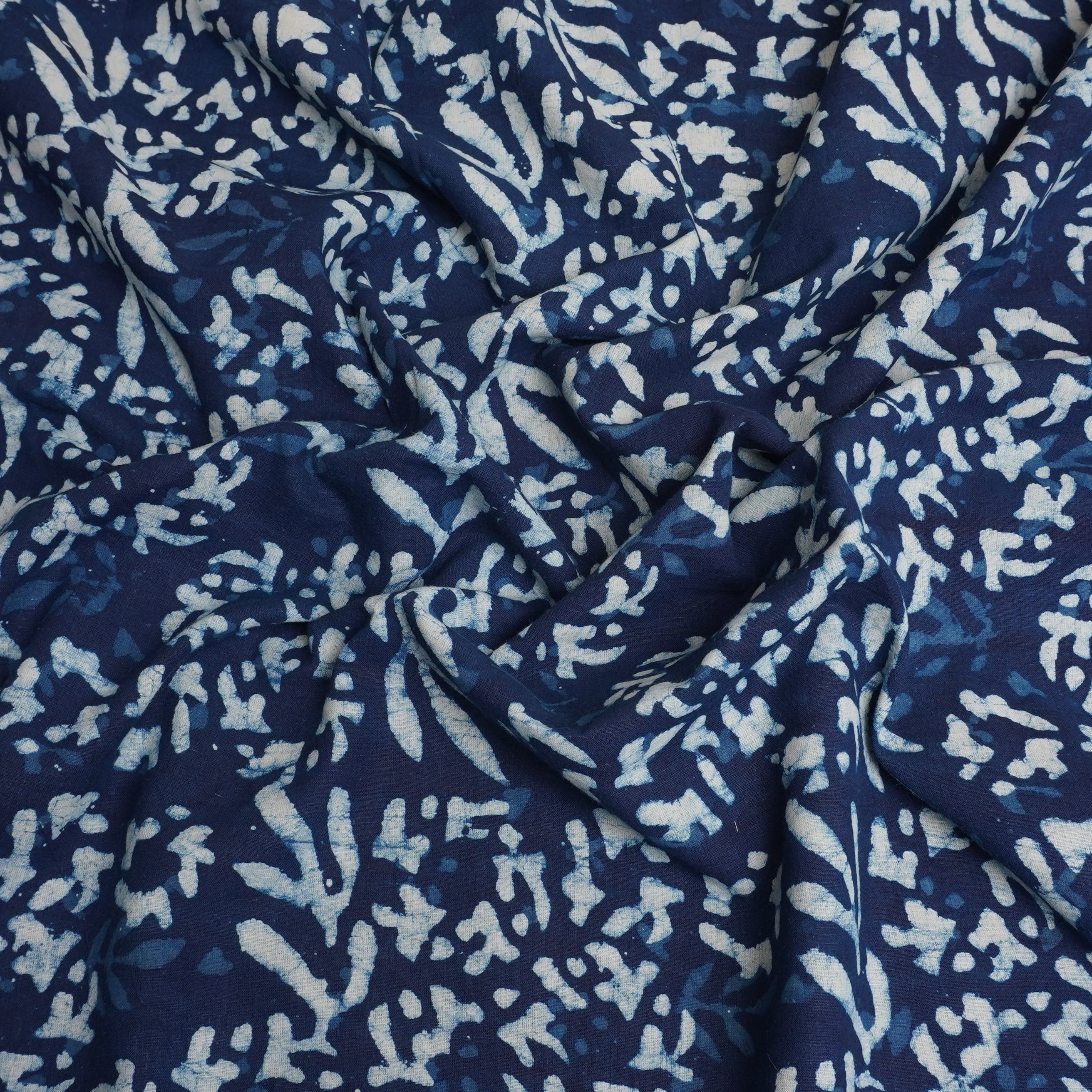 Indigo with White Dabu Print Cotton Fabric DH-29457 - TradeUNO