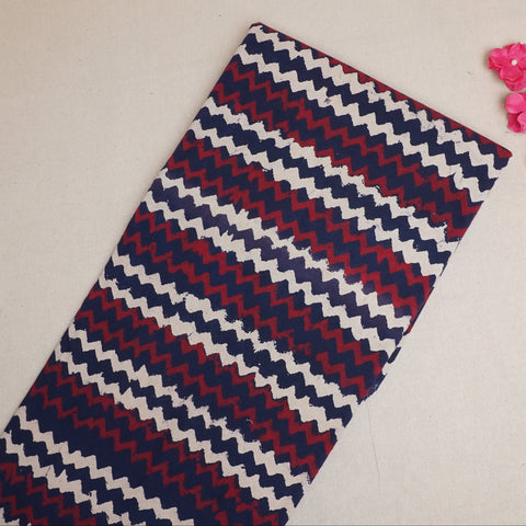 Indigo Chevron Print Cotton Fabric DH-29446