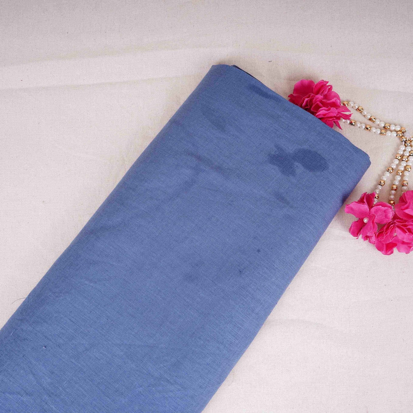 Denim Blue Solid Pure Linen 60 Lea Fabric UT-30491