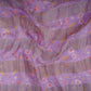 Purple With Golden Stripes Floral Print Organza Tissue Fabric VF-30636