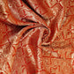 Red Jaal Raw Mango Silk Fabric CW-32497