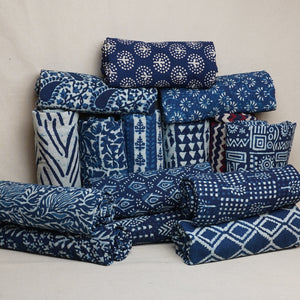 Indigo with White Dabu Print Cotton Fabric DH-29461 - TradeUNO