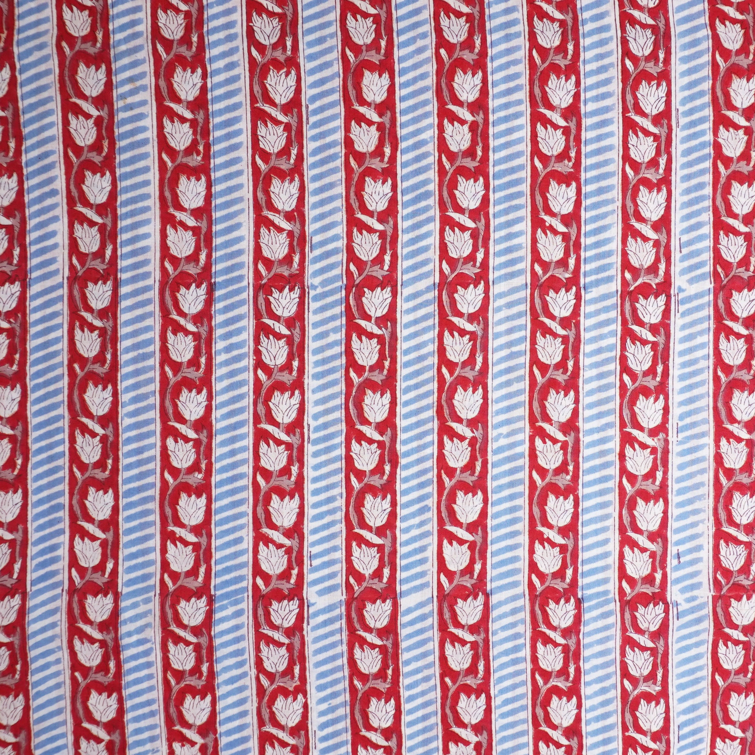 Red Handblock Print Cotton Fabric DH-29429 - TradeUNO