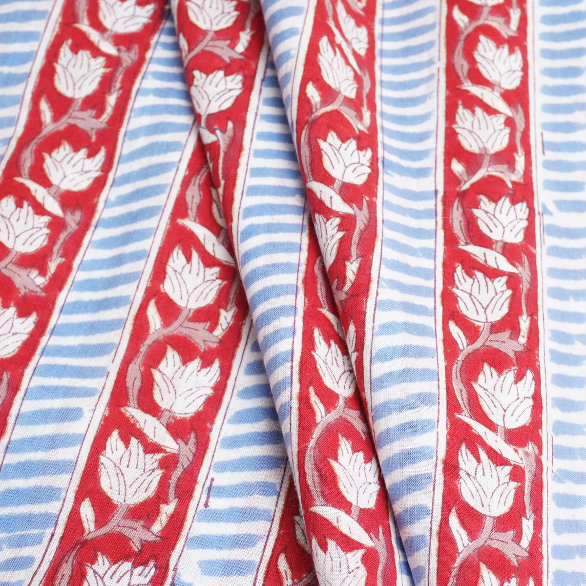 Red Handblock Print Cotton Fabric DH-29429 - TradeUNO