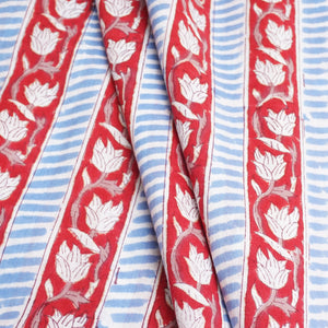 Red Handblock Print Cotton Fabric DH-29429 - TradeUNO