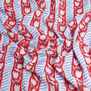 Red Handblock Print Cotton Fabric DH-29429 - TradeUNO