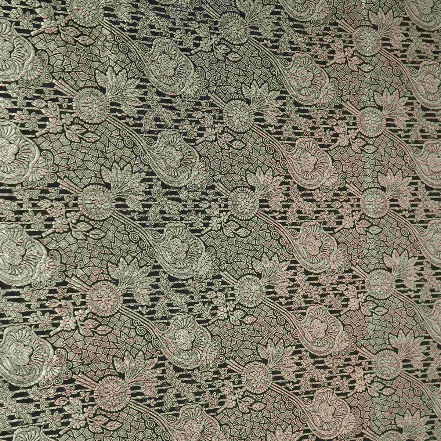 Black Jaal Raw Mango Silk Fabric CW-32501