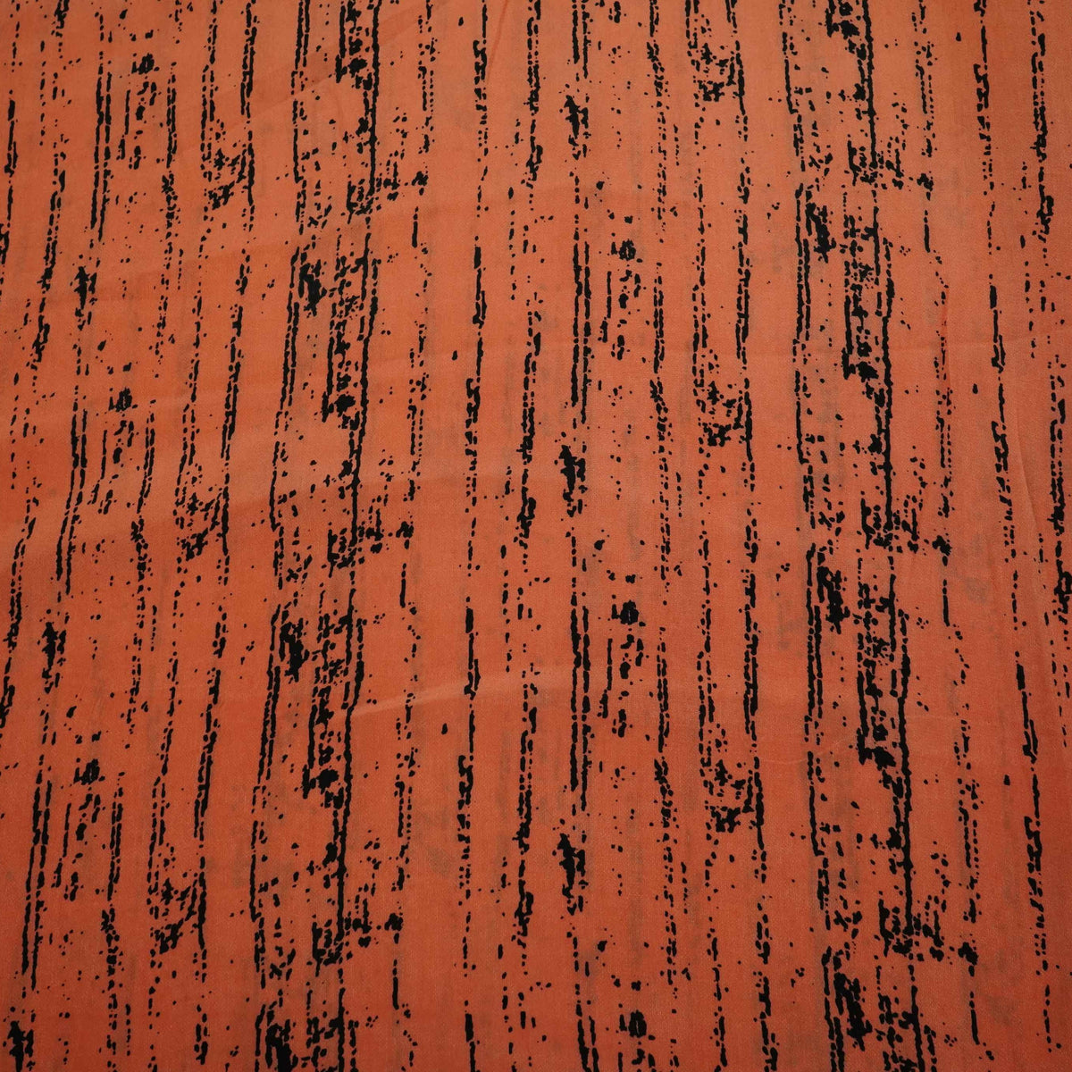 Orange Abstract Lining Print Natural Crepe Fabric SC-34704