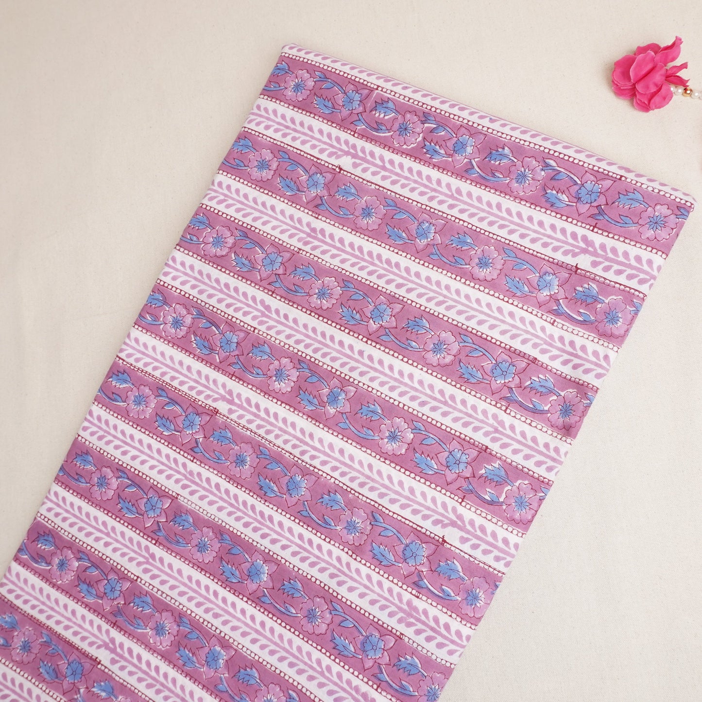 Lavender Handblock Print Cotton Fabric DH-29427