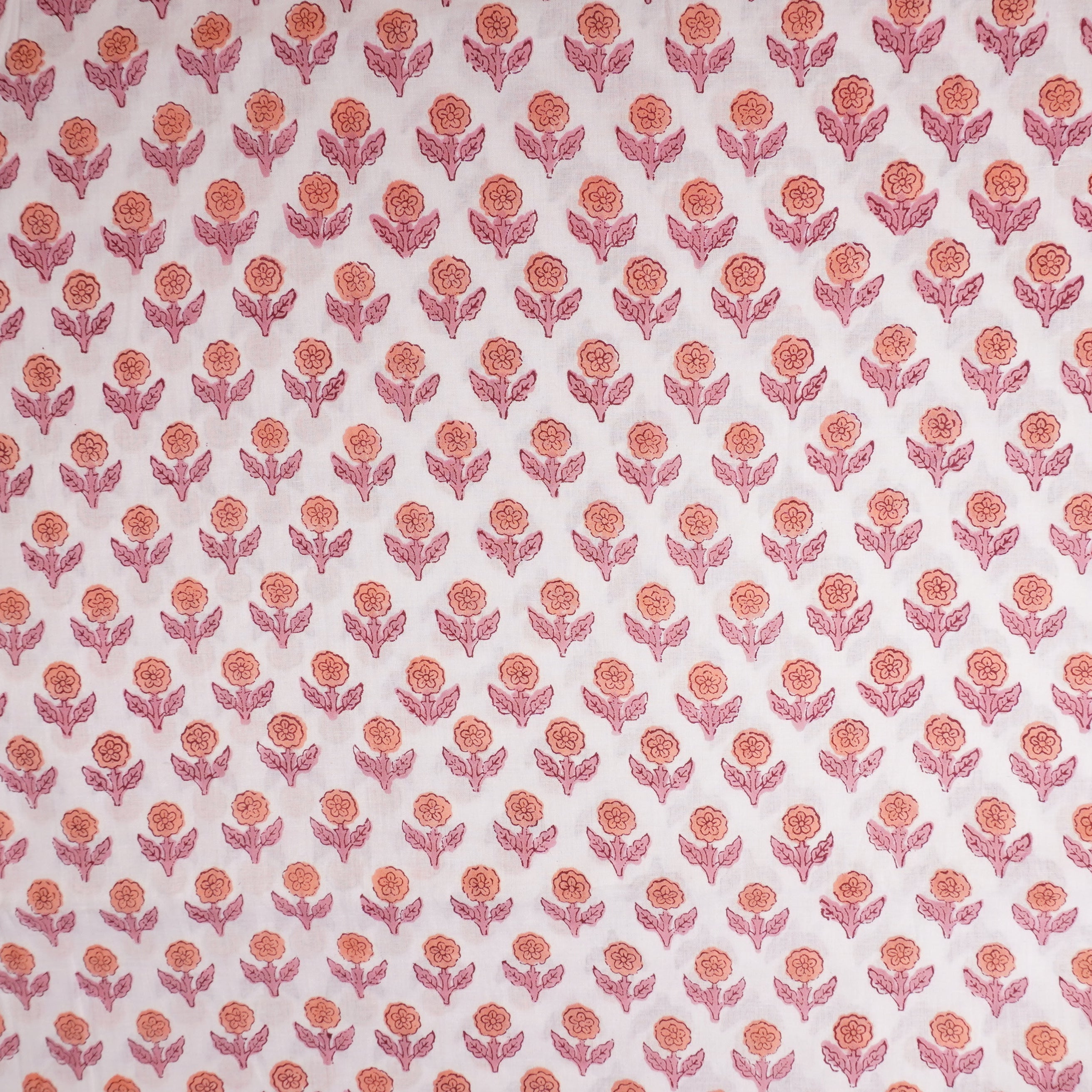 Off White Handblock Print Cotton Fabric DH-29436 - TradeUNO