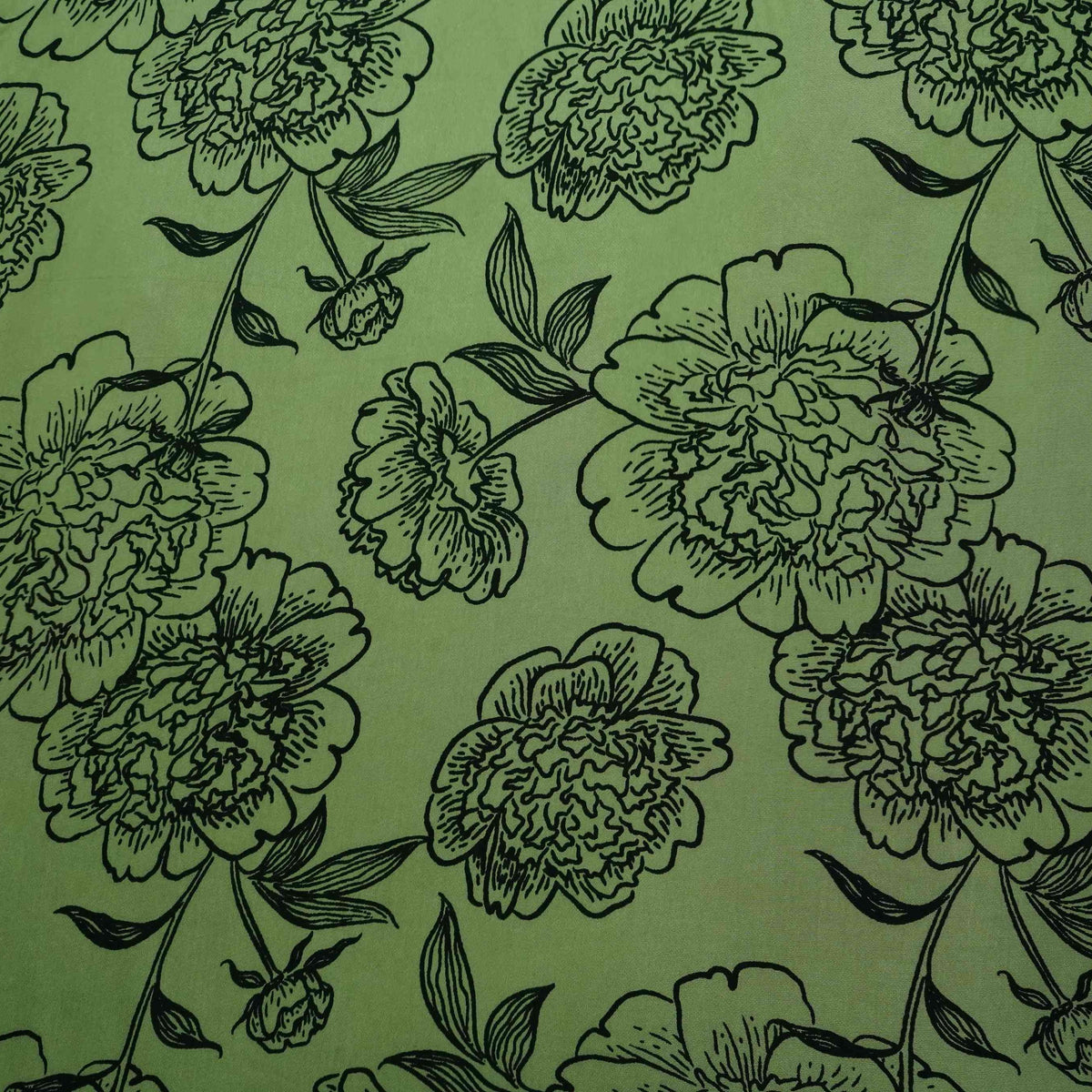 Light Green Floral Print Natural Crepe Fabric SC-34699