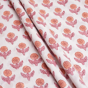Off White Handblock Print Cotton Fabric DH-29436 - TradeUNO