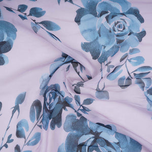 Light Grey Floral Print Organza Fabric MT-30682 - TradeUNO