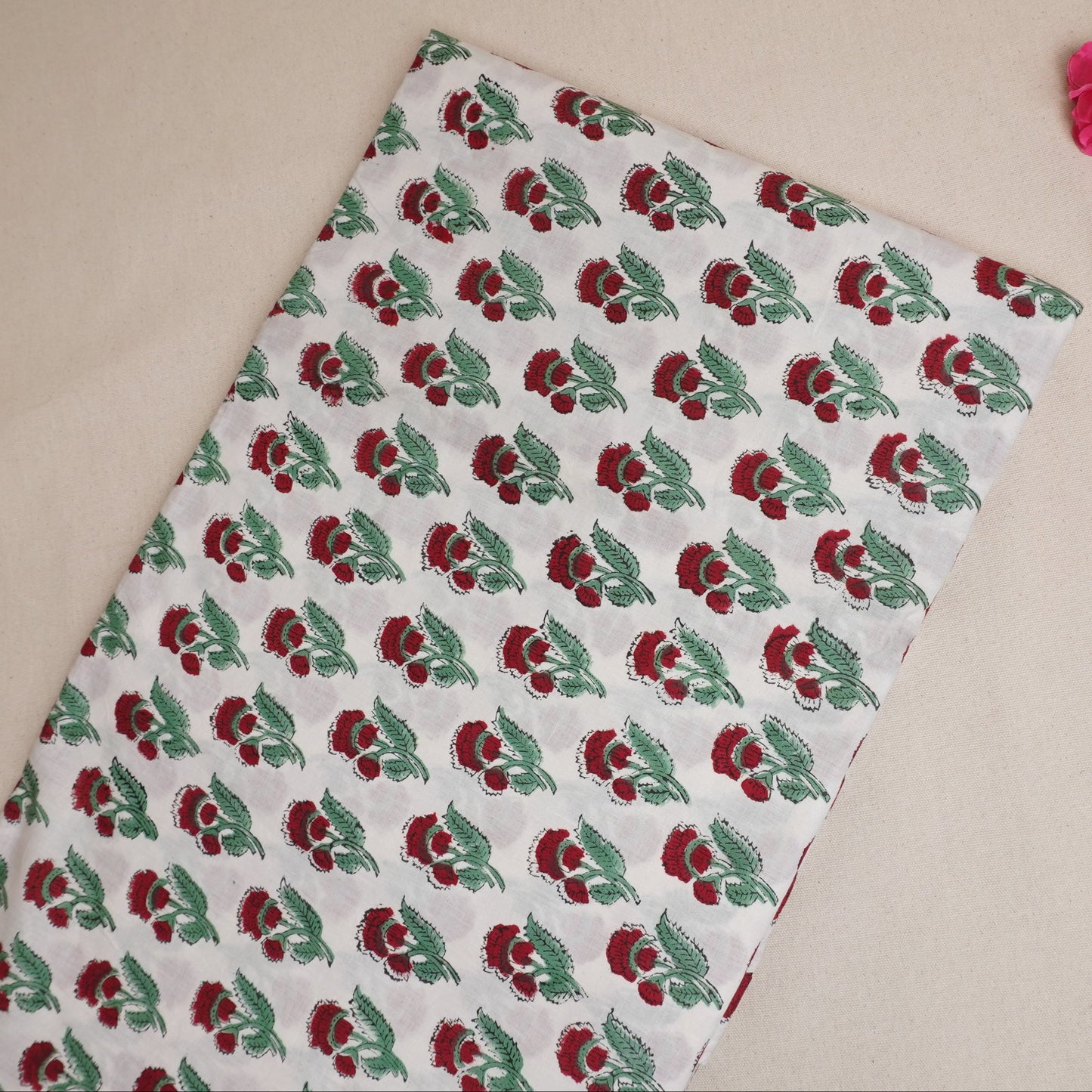 Off White Handblock Print Cotton Fabric DH-29437