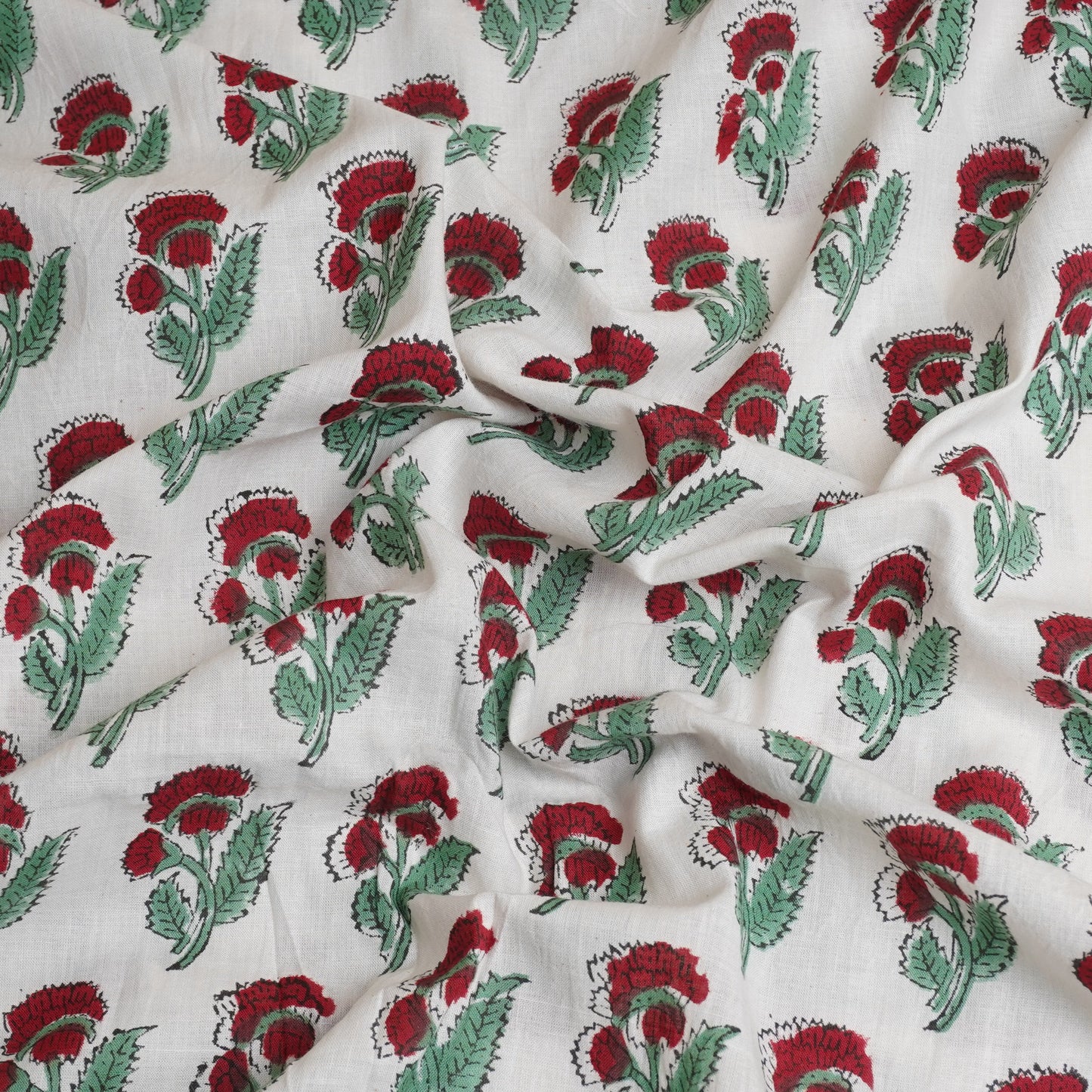 Off White Handblock Print Cotton Fabric DH-29437