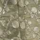 Sage Green Floral Jaal Raw Mango Silk Fabric CW-32510