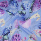 Lavender Blue Floral Print Organza Fabric VF-30897