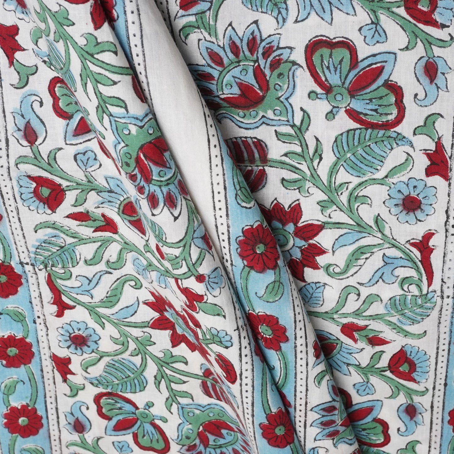 Off White Handblock Print Cotton Fabric DH-29432