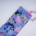 Lavender Blue Floral Print Organza Fabric VF-30897