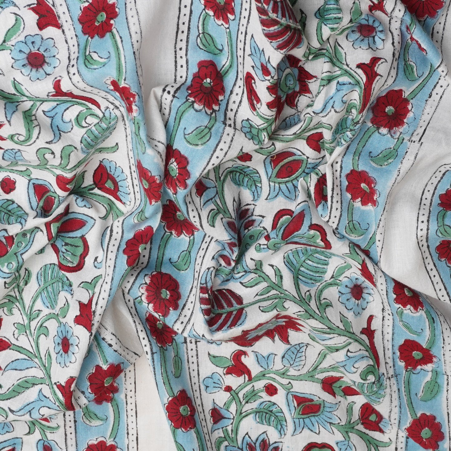Off White Handblock Print Cotton Fabric DH-29432