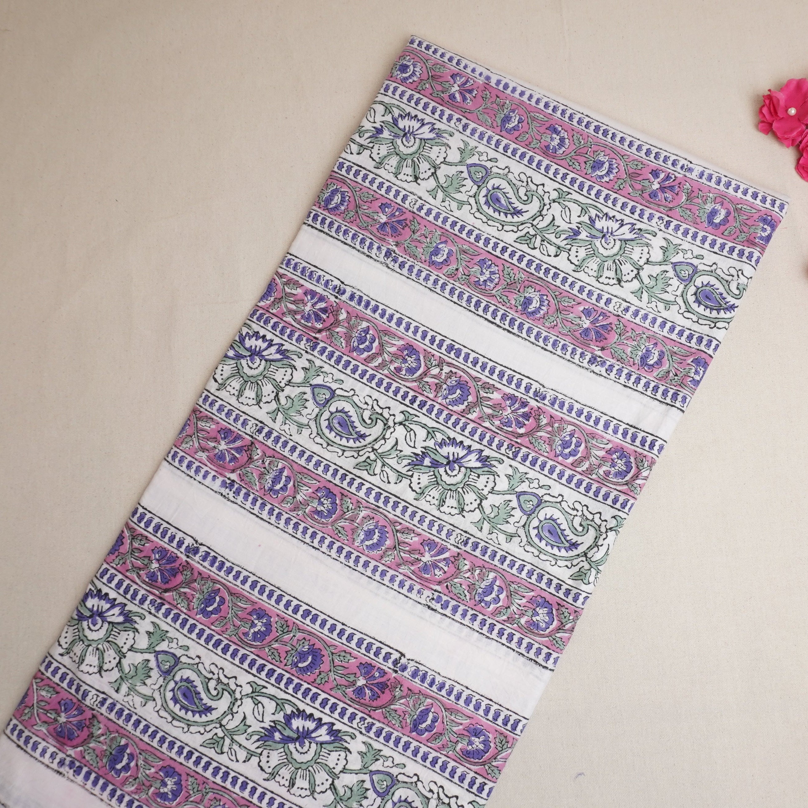Blue Handblock Print Cotton Fabric DH-29438 - TradeUNO