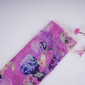 Pink Blue Floral Print Organza Fabric VF-30898 - TradeUNO