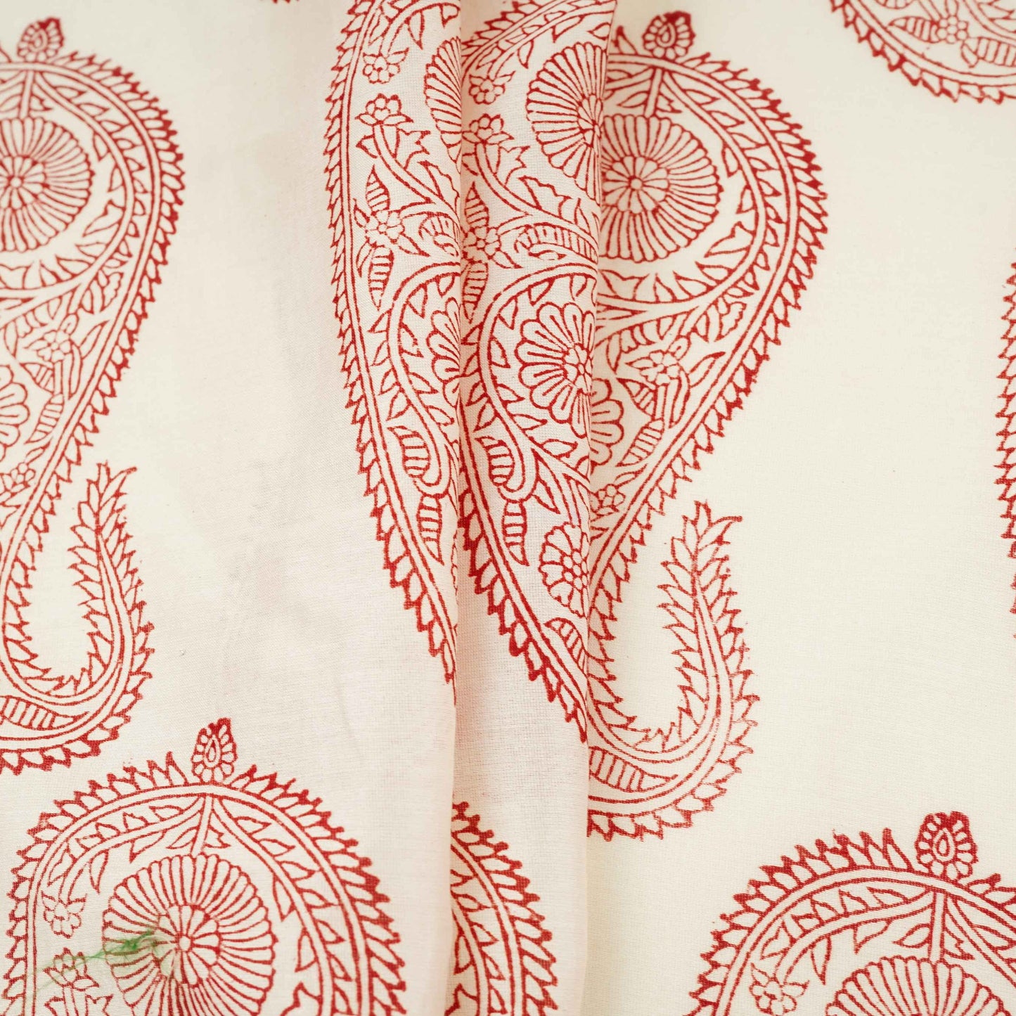 Off White With Maroon Paisley Print Chanderi Fabric CW-32503