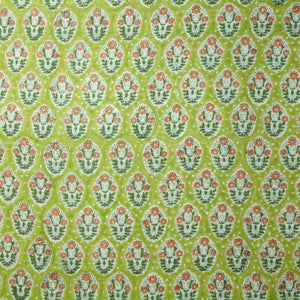 Green Handblock Print Cotton Fabric DH-29440 - TradeUNO