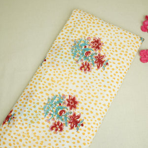Orange Handblock Print Cotton Fabric DH-29445 - TradeUNO