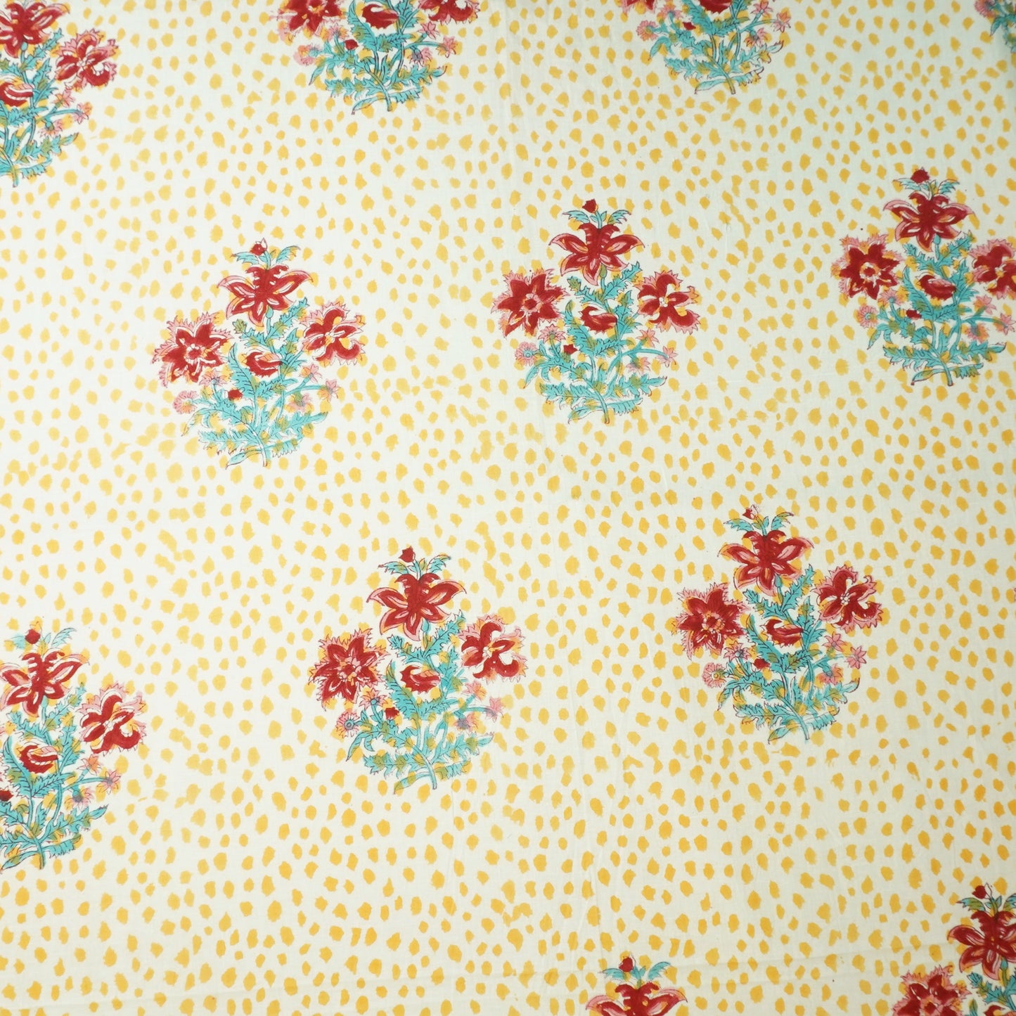 Orange Handblock Print Cotton Fabric DH-29445
