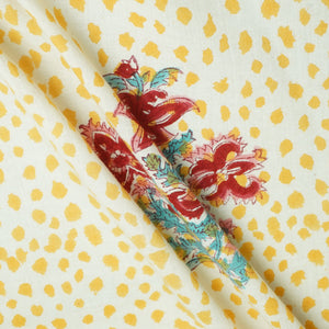 Orange Handblock Print Cotton Fabric DH-29445 - TradeUNO